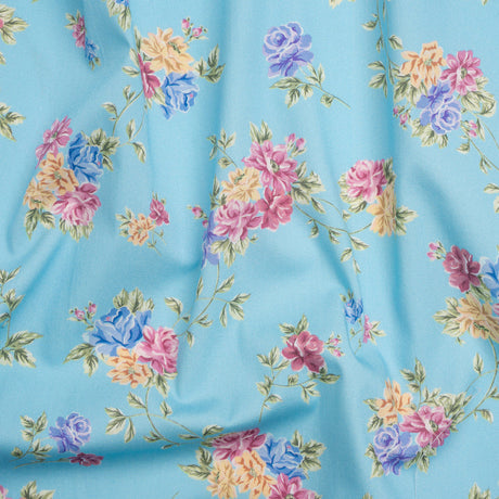 Mood Exclusive Blue Aromatic Enchantments Stretch Cotton Poplin