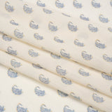 Crinkled Cotton Gauzy Woven Print - Cream and Blue Paisley - Mood Exclusive Bit of Bloom