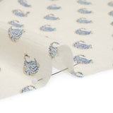 Crinkled Cotton Gauzy Woven Print - Cream and Blue Paisley - Mood Exclusive Bit of Bloom