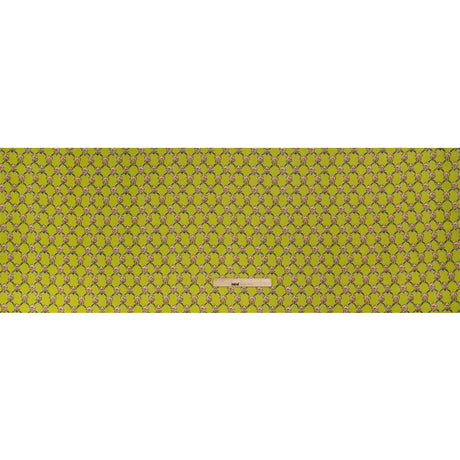 Crinkled Cotton Gauzy Woven Print - Lime Green and Pink Floral Lattice - Mood Exclusive Tulip Trellis
