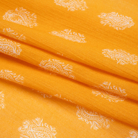 Crinkled Cotton Gauzy Woven Print - Mango Orange Paisley Spots - Mood Exclusive Perhaps Paisleys