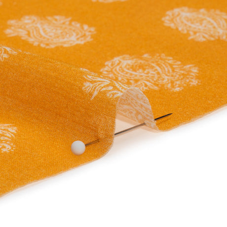 Crinkled Cotton Gauzy Woven Print - Mango Orange Paisley Spots - Mood Exclusive Perhaps Paisleys