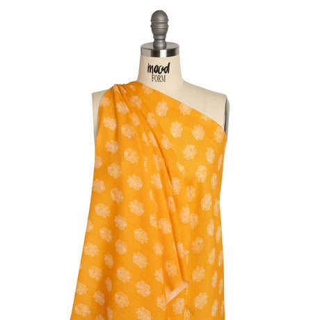 Crinkled Cotton Gauzy Woven Print - Mango Orange Paisley Spots - Mood Exclusive Perhaps Paisleys