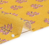 Crinkled Cotton Gauzy Woven Print - Yellow and Pink Leaves - Mood Exclusive Fields of Gold