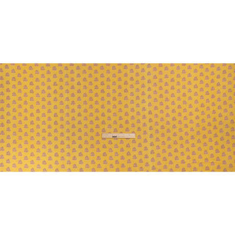 Crinkled Cotton Gauzy Woven Print - Yellow and Pink Leaves - Mood Exclusive Fields of Gold