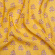 Crinkled Cotton Gauzy Woven Print - Yellow and Pink Leaves - Mood Exclusive Fields of Gold