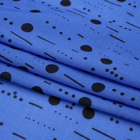 Mood Exclusive Blue Dot-Dash Decode Cotton Crepe