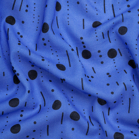 Mood Exclusive Blue Dot-Dash Decode Cotton Crepe