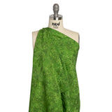 Floral Viscose Jacquard Print - Grass Green Tie Dye and Leaves - Mood Exclusive Little Sprigs