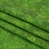 Floral Viscose Jacquard Print - Grass Green Tie Dye and Leaves - Mood Exclusive Little Sprigs