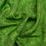 Floral Viscose Jacquard Print - Grass Green Tie Dye and Leaves - Mood Exclusive Little Sprigs