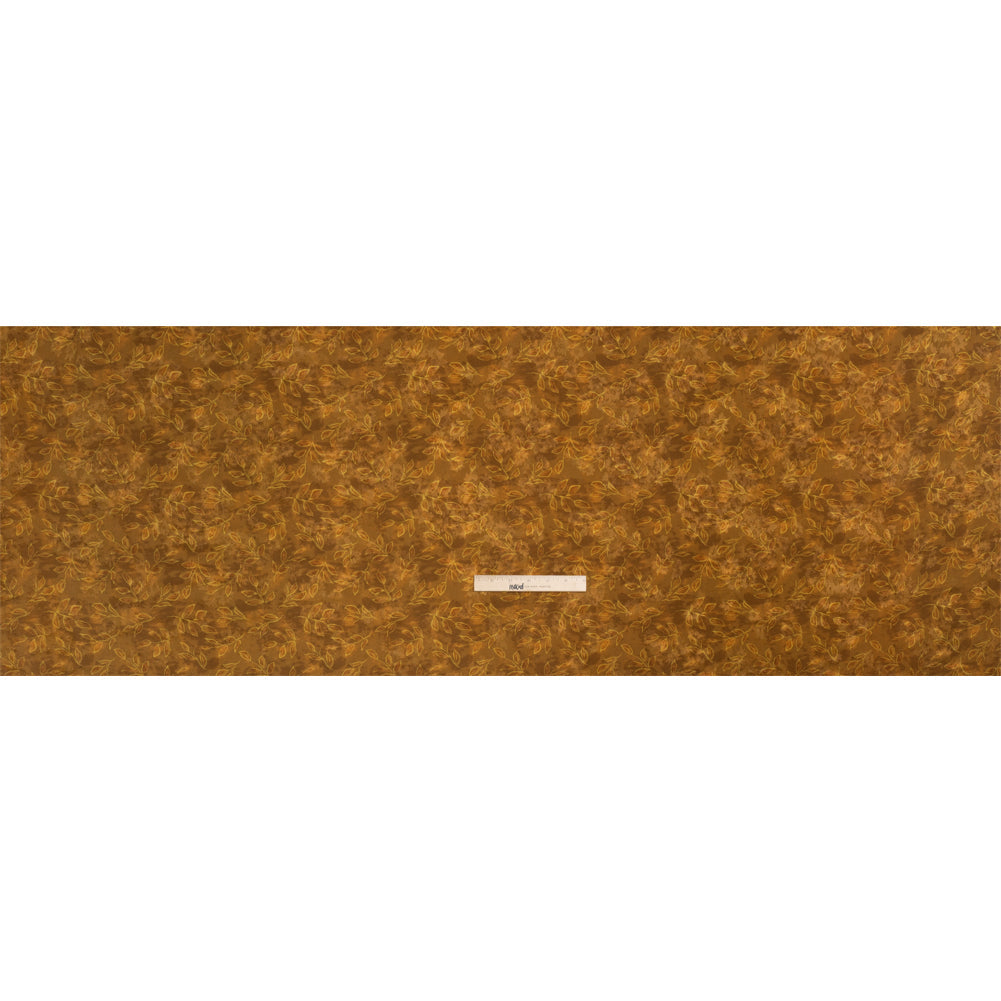 Floral Viscose Jacquard Print - Brown Tie Dye and Leaves - Mood Exclusive Little Sprigs