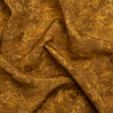 Floral Viscose Jacquard Print - Brown Tie Dye and Leaves - Mood Exclusive Little Sprigs