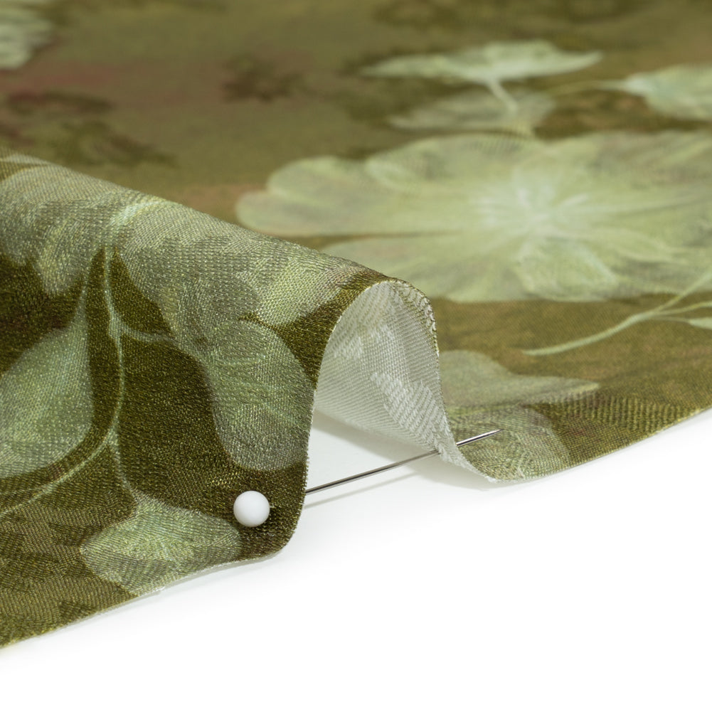 Floral Viscose Jacquard Print - Olive Green Leafy Floral - Mood Exclusive Willow Wanderer