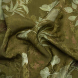 Floral Viscose Jacquard Print - Olive Green Leafy Floral - Mood Exclusive Willow Wanderer