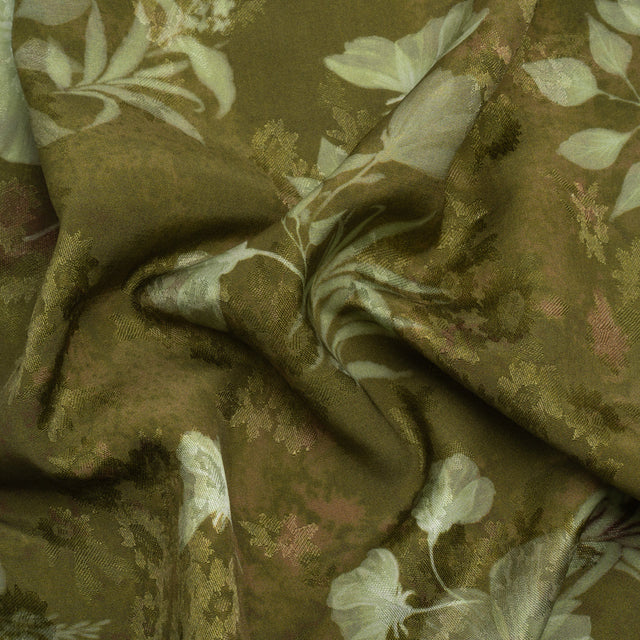 Floral Viscose Jacquard Print - Olive Green Leafy Floral - Mood Exclusive Willow Wanderer