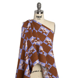 Mood Exclusive Brown Check Yourself Stretch Viscose and Polyamide Twill