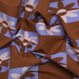 Mood Exclusive Brown Check Yourself Stretch Viscose and Polyamide Twill
