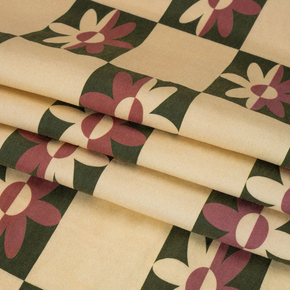 Mood Exclusive Cream Check Yourself Stretch Viscose and Polyamide Twill