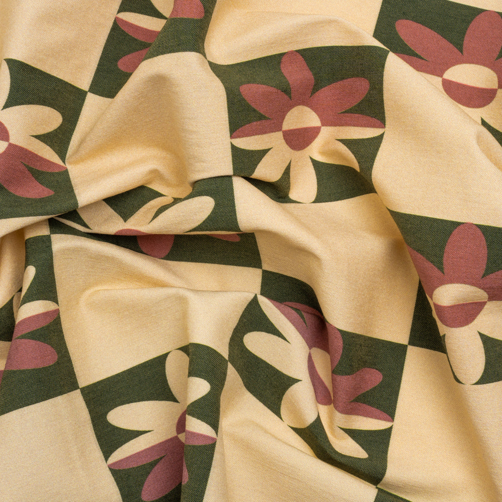 Mood Exclusive Cream Check Yourself Stretch Viscose and Polyamide Twill