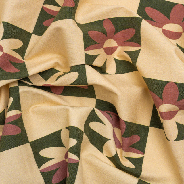 Mood Exclusive Cream Check Yourself Stretch Viscose and Polyamide Twill