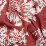 Floral Viscose Jacquard Print - Red and White Floral - Mood Exclusive Botany and Biology