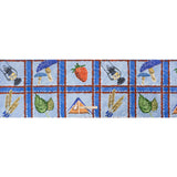 Floral Viscose Jacquard Print - Blue Outdoorsy Icons Grid - Mood Exclusive Take a Hike