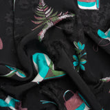 Floral Viscose Jacquard Print - Black, Blue and Red Camping Icons - Mood Exclusive Friend of Fern