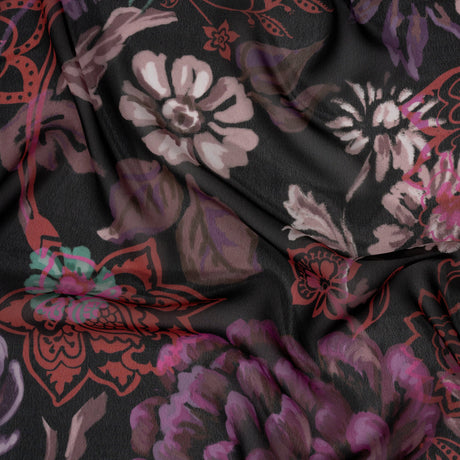 Mood Exclusive Red Ballroom Botanicals Viscose Chiffon
