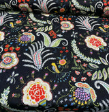 P Kaufmann Hidden Charms Linen Rayon Blend Fabric - Fiesta Black Birds And Berries Floral, 54" Width (By The Yard)