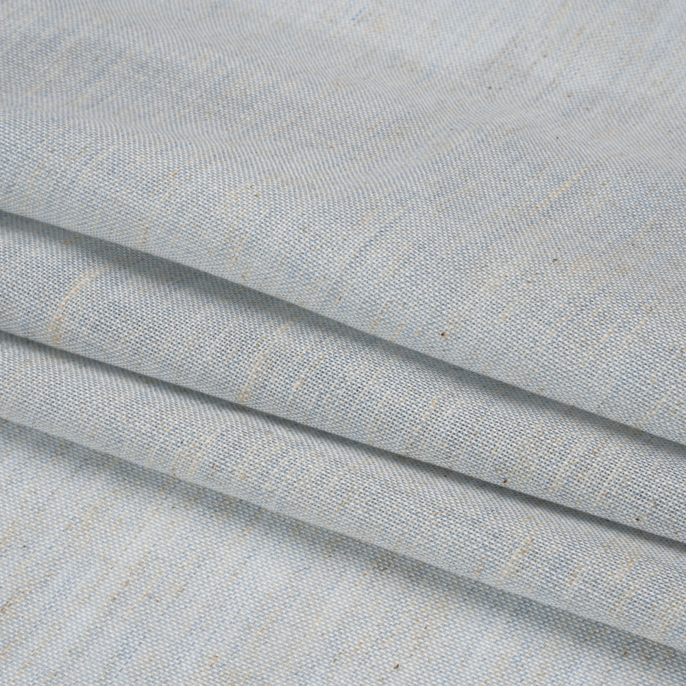 Baby Blue and Beige Heathered Lightweight Linen Blend Woven