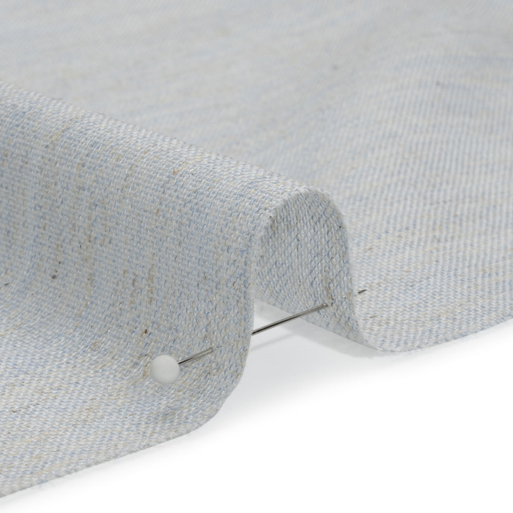 Baby Blue and Beige Heathered Lightweight Linen Blend Woven