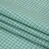 Grass Green, Blue and White Plaid Medium Weight Linen Woven