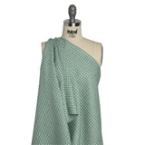 Grass Green, Blue and White Plaid Medium Weight Linen Woven