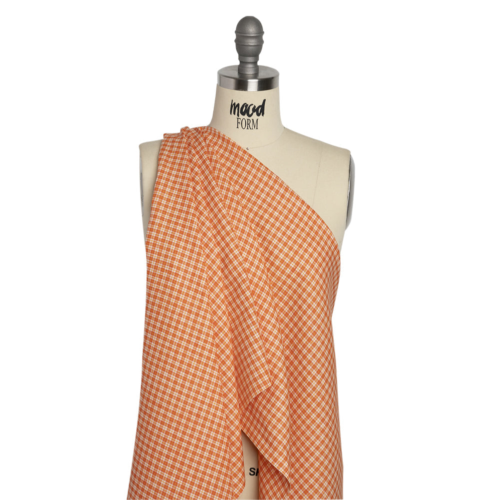 Orange, Yellow and White Plaid Medium Weight Linen Woven