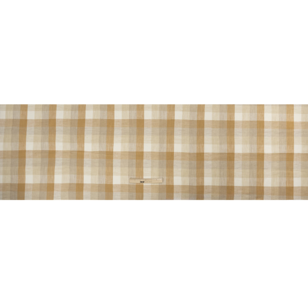 Beige and Cream Checkered Lightweight Linen Woven