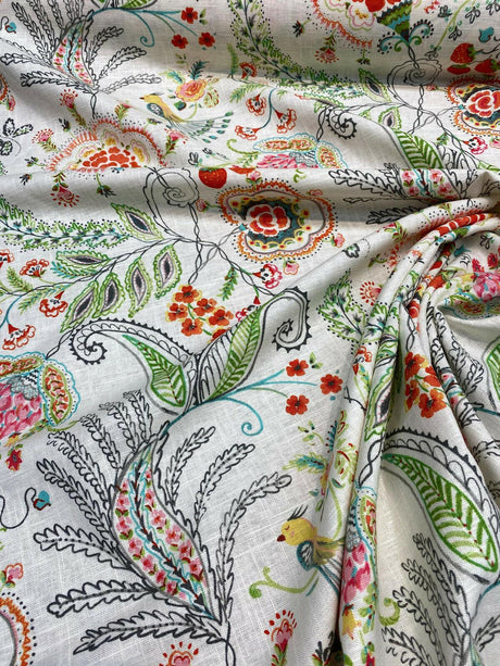 P Kaufmann Hidden Charms Linen Rayon Fabric - Sundance Beige Floral Print, 54" Width (1 Yard)