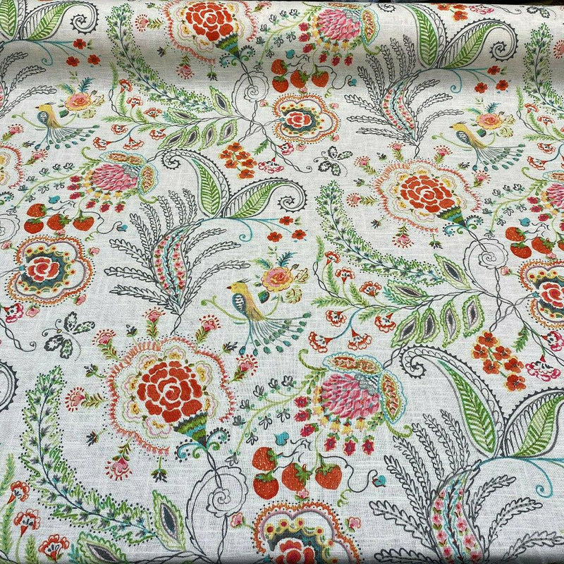 P Kaufmann Hidden Charms Linen Rayon Fabric - Sundance Beige Floral Print, 54" Width (1 Yard)