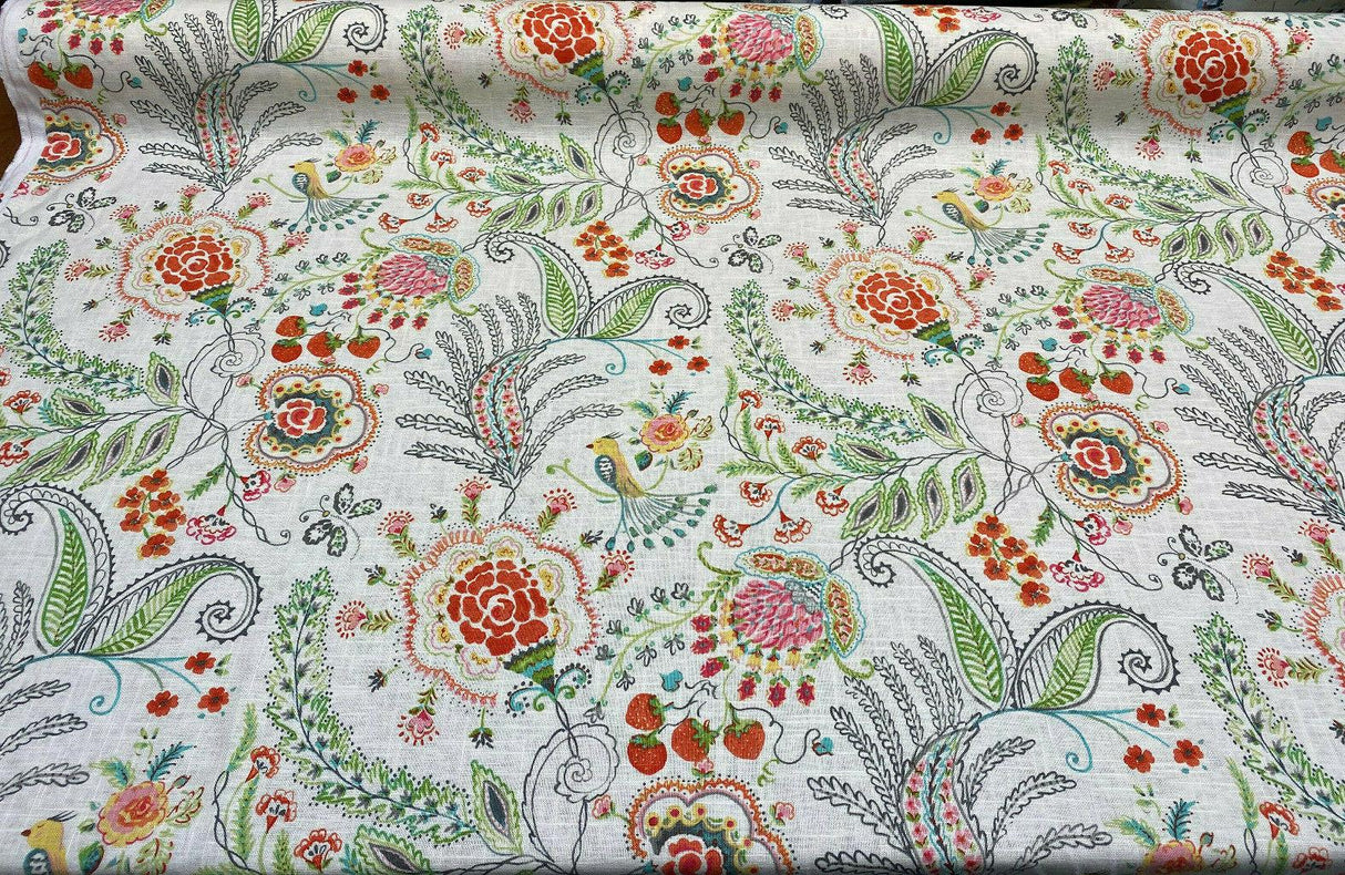 P Kaufmann Hidden Charms Linen Rayon Fabric - Sundance Beige Floral Print, 54" Width (1 Yard)