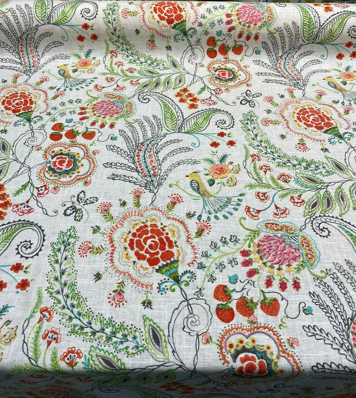 P Kaufmann Hidden Charms Linen Rayon Fabric - Sundance Beige Floral Print, 54" Width (1 Yard)