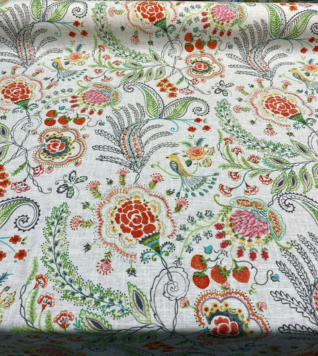 P Kaufmann Hidden Charms Linen Rayon Fabric - Sundance Beige Floral Print, 54" Width (1 Yard)