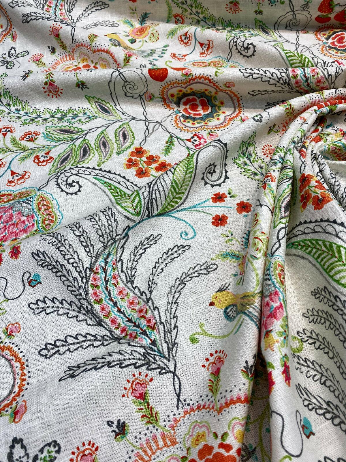 P Kaufmann Hidden Charms Linen Rayon Fabric - Sundance Beige Floral Print, 54" Width (1 Yard)
