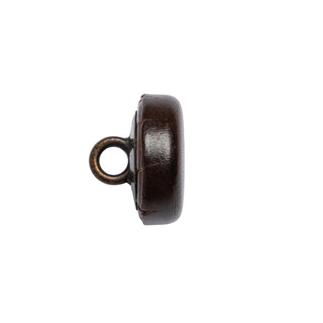 Italian Brown Flat Top Leather Shank Back Button - 24L/15mm