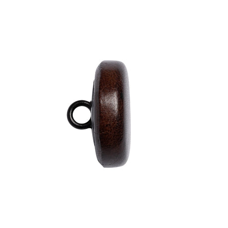 Italian Brown Flat Top Leather Shank Back Button - 32L/20mm