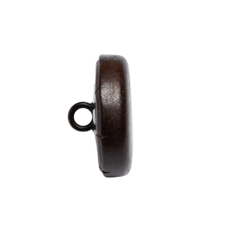 Italian Brown Flat Top Leather Shank Back Button - 36L/23mm