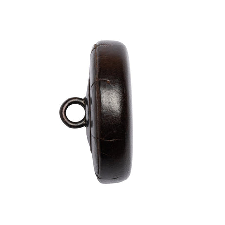 Italian Brown Flat Top Leather Shank Back Button - 40L/25.5mm