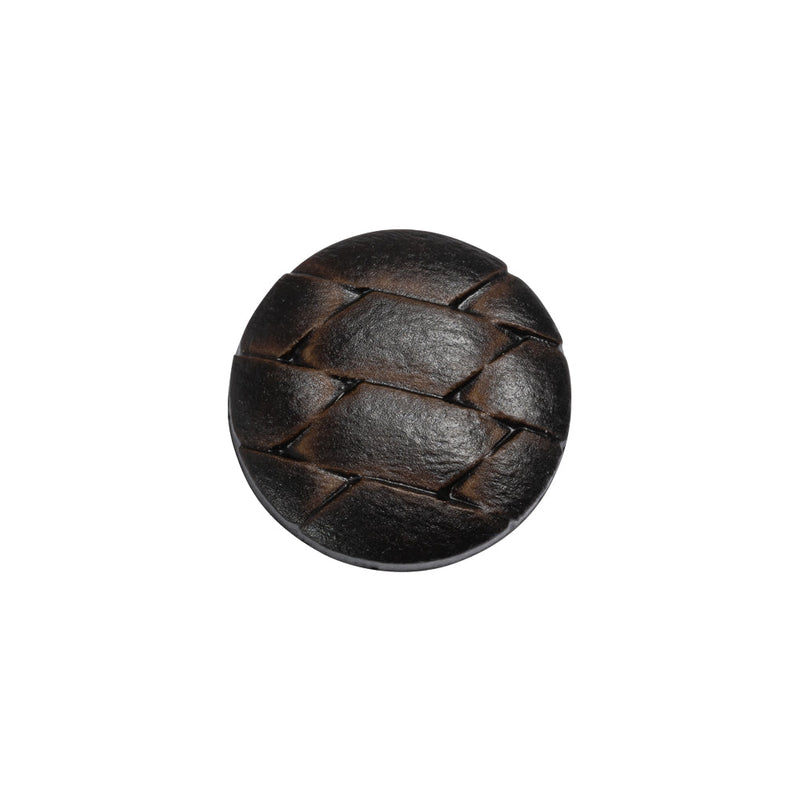 Italian Dark Brown Geometric Engraved Shank Back Plastic Button - 28L/18mm