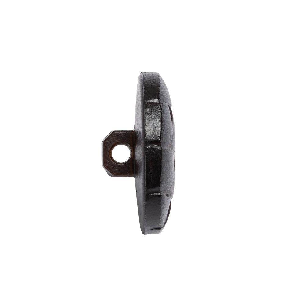 Italian Brown Geometric Engraved Shank Back Plastic Button - 36L/23mm