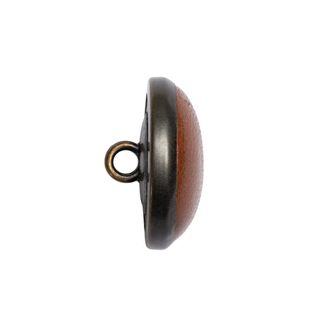 Light Brown and Gunmetal Domed Leather Shank Back Button - 36L/23mm