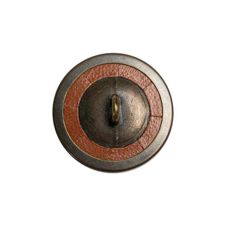 Light Brown and Gunmetal Domed Leather Shank Back Button - 36L/23mm